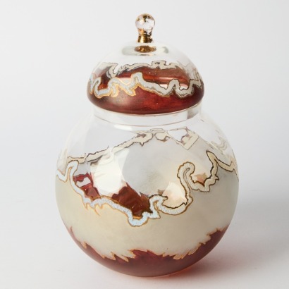 An Italian Handpainted Glass Bowl