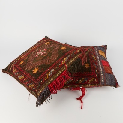 A Pair of Vintage Afghan Saddlebag Cushions