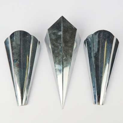 A Group of Three Art Deco Steel Wall Pockets