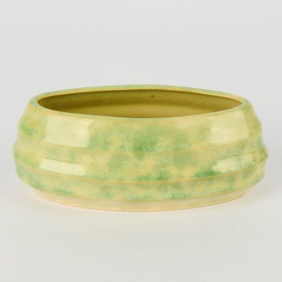 An Early Green Trickle Glaze Crown Lynn Hand-Potted Fraction Trough Vase