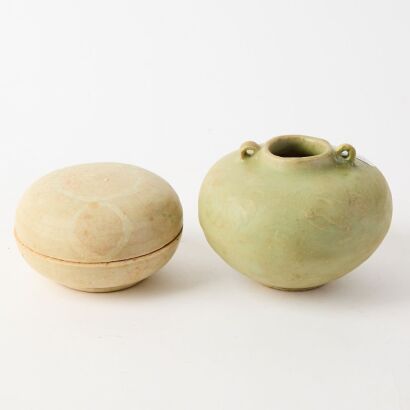 A Set of Two Chinese Yuan Dynasty Celadon Items