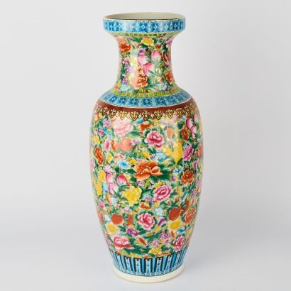 A Chinese 20th Century &lsquo;Hundred Flowers&rsquo; Floral Vase