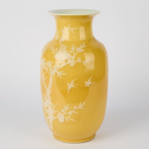 A Chinese Yellow-Glazed and White Vase