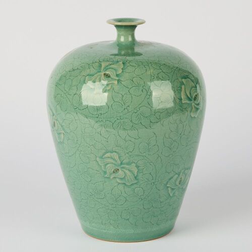 A Korean Celadon Carved Vase