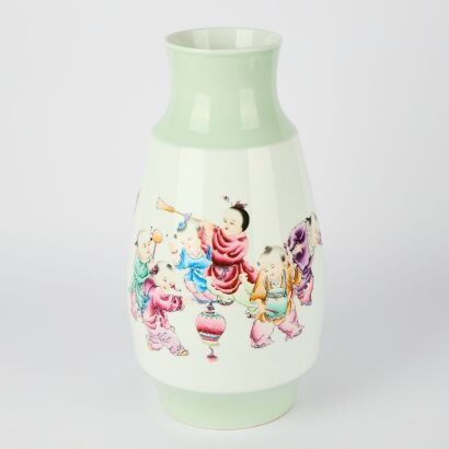 A Chinese 20th Century Famille-rose &lsquo;Children at Play&rsquo; Vase