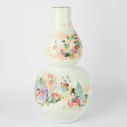 A Chinese 20th Century Famille-rose &lsquo;Immortals&rsquo; Vase
