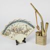 A Chinese Early 20th Century Paktong Pipe and Porcelain Dish