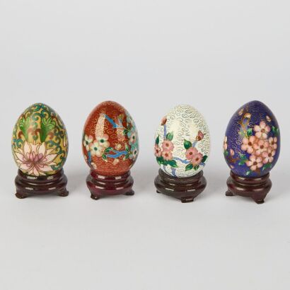 A Set of Four Chinese Cloisonn&eacute; Enamel Eggs