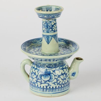 A Chinese Blue and White Oil Lamp