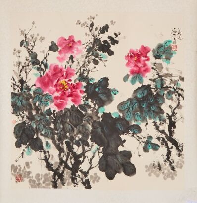A Chinese Ink Peony Painting