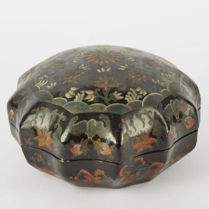A Chinese Black Lacquer Rhomboid Box