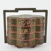 A Chinese 20th Century Black Lacquer Four-tiered &lsquo;Floral&rsquo; Food Box