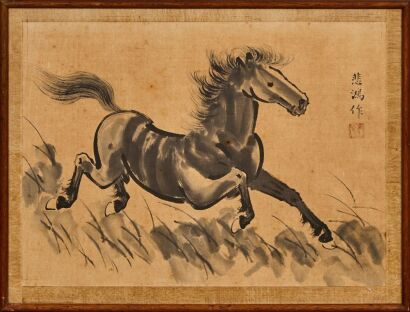 A Chinese Ink Painting of Galloping Horse (Xu Beihong Stamp)