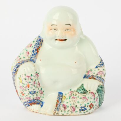 A Chinese Republic Period Famille-rose Figure of Maitreya