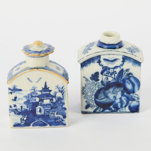 A Set of Two Chinese Blue and White &lsquo;Landscape&rsquo; Tea Caddies