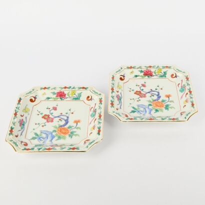 A Pair of Chinese Famille Rose &lsquo;Floral&rsquo; Square Dishes