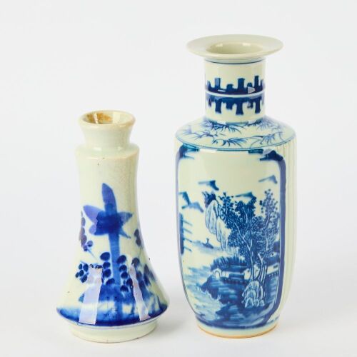 A Set of Two Chinese Blue and White 'Landscape' Vases