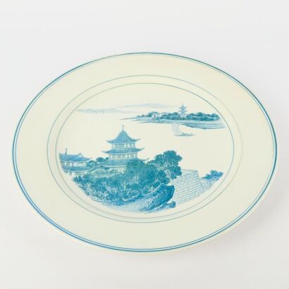 A Chinese Blue and White 'Landscape' Large Dish
