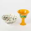 A Chinese Yellow-glazed &lsquo;Dragon&rsquo; Stem Cup AND A Chinese Black-enamelled &lsquo;Crane&rsquo; Conical Cup
