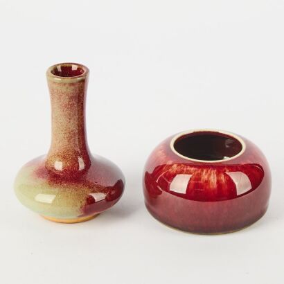 A Set of Two Chinese Red-glazed Items