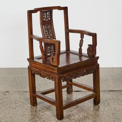 A Chinese Hardwood Carved Armchair