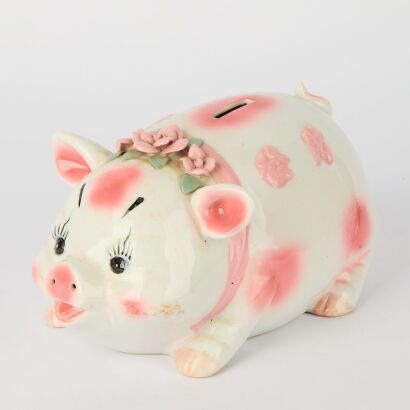 A Chinese Painted Porcelain Pig