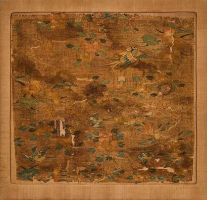 An Old Chinese 'Floral and Bird' Brocade Textile