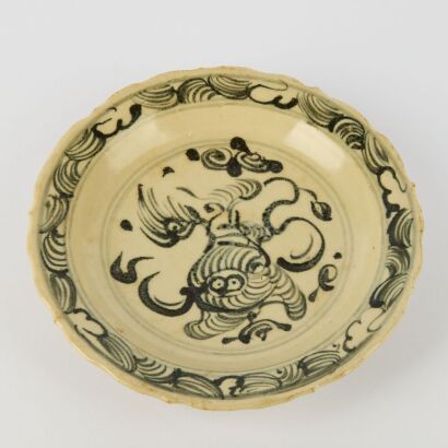 A Chinese Mid-Ming Dynasty Blue and White &lsquo;Lion&rsquo; Lobed Dish