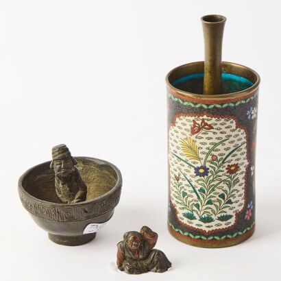 A Group of Japanese Cloisonn&eacute; and Bronze Objects