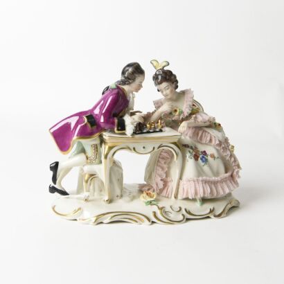 A Porcelain Figure Playing Chess
