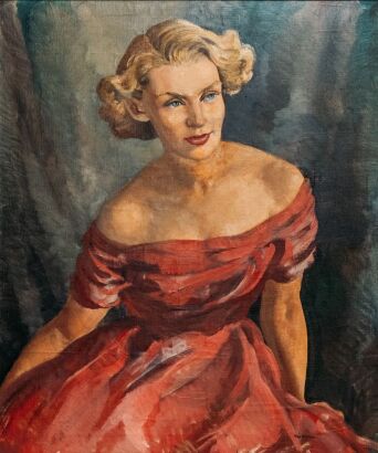 PETER MCINTYRE Portrait of a woman (Lady in Pink)