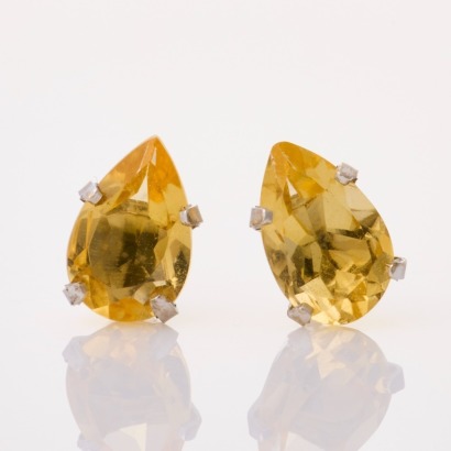 14ct White Gold, 5.00mm Citrine Stud Earrings