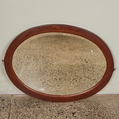 A Vintage Wooden Frame Oval Mirror