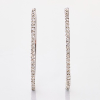 18ct White Gold, 1.84ct Diamond Hoop Earrings
