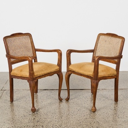 A Pair of Antique Rattan Backed Occasional Chairs