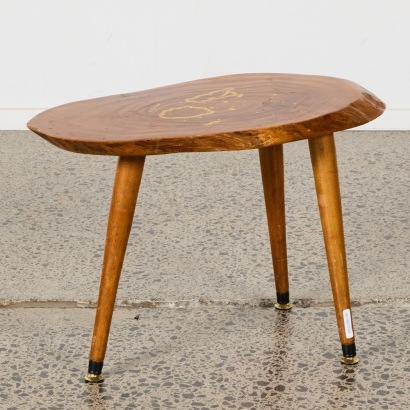 A Mid-Century Handmade Sidetable With Handpainted Fiji Island Decoration