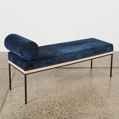 A Contemporary Navy Upholstered Bench