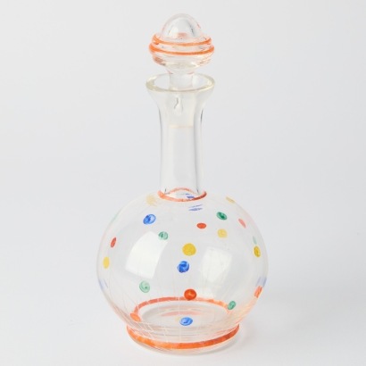 A Hand Painted Czechoslovakian Glass Bottle