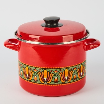 A Vintage Red Enamel Stock Pot