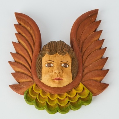 A Wood Wall Ornament of an Angel from Santa Cruz Bolivia
