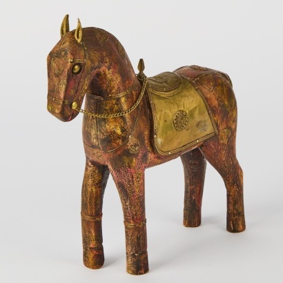 A Wood and Brass Horse