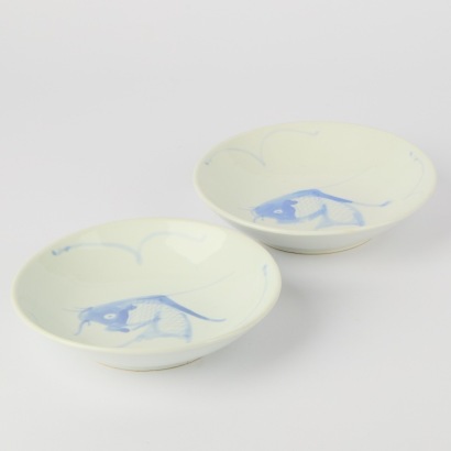 A Pair of Porcelain Blue Fish Bowls, China
