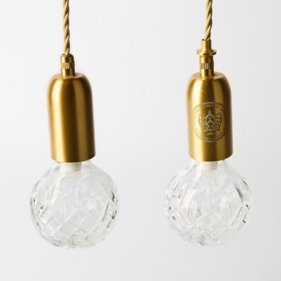 A Pair of Crystal Bulb Pendants by Lee Broom