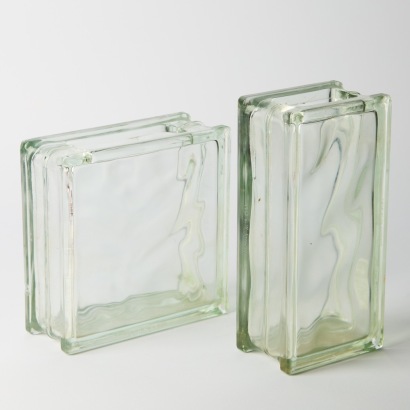 A Pair of West German Large Glass Block Vases