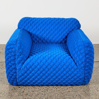 A Quilted Electric Blue Armchair