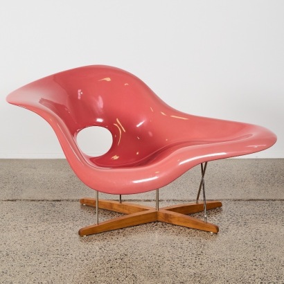 An Eames La Chaise Reproduction Lounge Chair in Pink