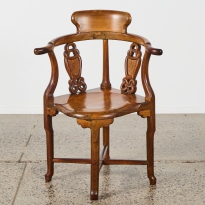 A Chinese Hardwood Corner Chair