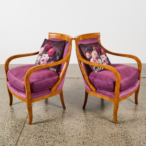 A Pair of Nancy Corzine Napoleon Lounge Chairs
