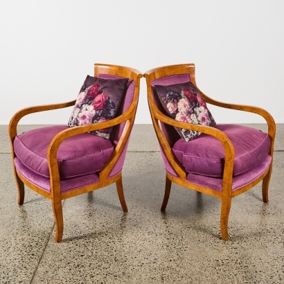 A Pair of Nancy Corzine Napoleon Lounge Chairs
