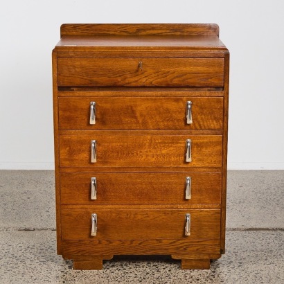 An Art Deco Oak Tallboy / Writing Desk by Fowler, Drummond and Waddell